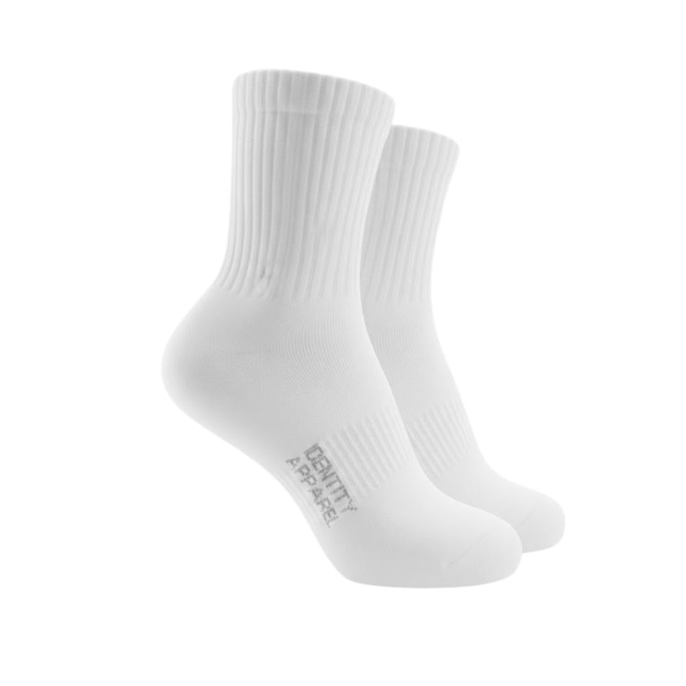 IDENTITY Apparel Basic Plain Mid Cut Quarter Length Double Padded Towel Cotton Socks w/ Ribbed Leg and Foot Arch Support