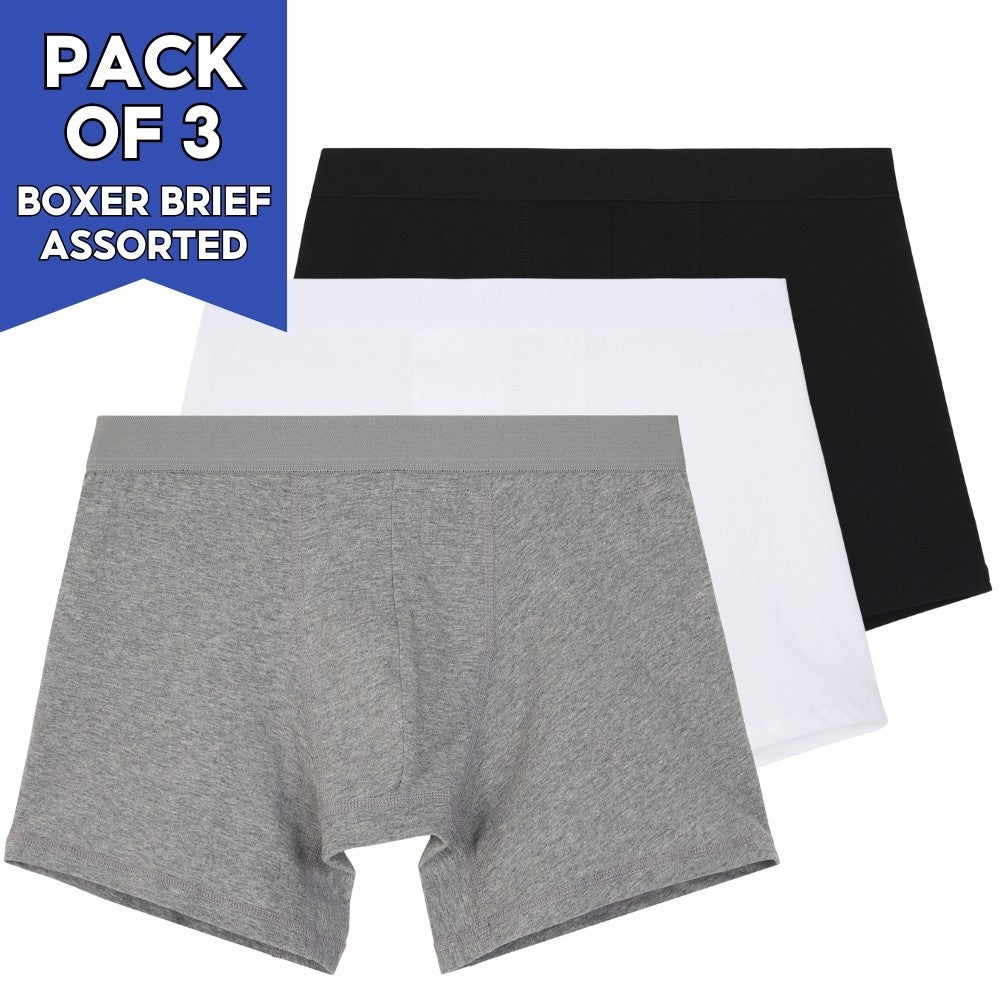 Mens Basic Boxer Briefs Premium Cotton Underwear