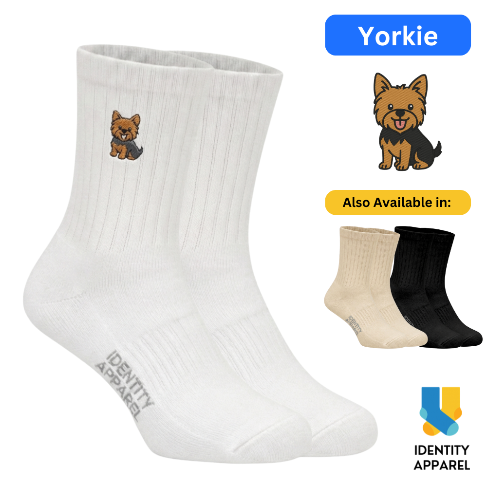 Yorkie Embroidered Cotton Socks - IDENTITY Apparel Pup Culture Collection