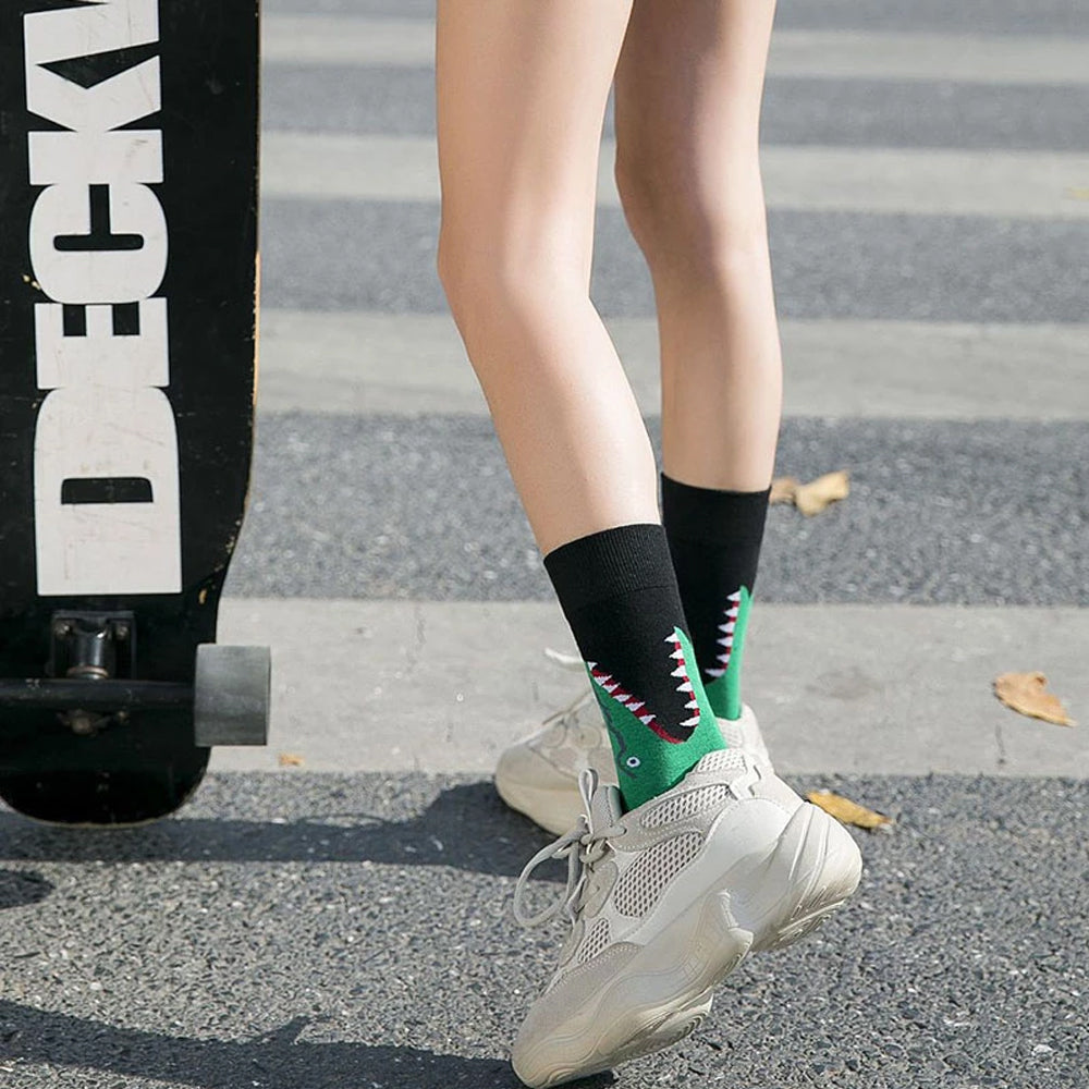 Crocodile Printed Crew Length Socks - IDENTITY Apparel Shop