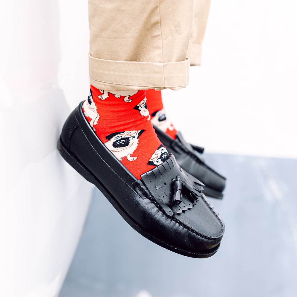 Pug Printed Crew Length Socks - IDENTITY Apparel Shop