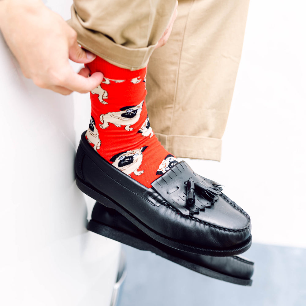 Pug Printed Crew Length Socks - IDENTITY Apparel Shop