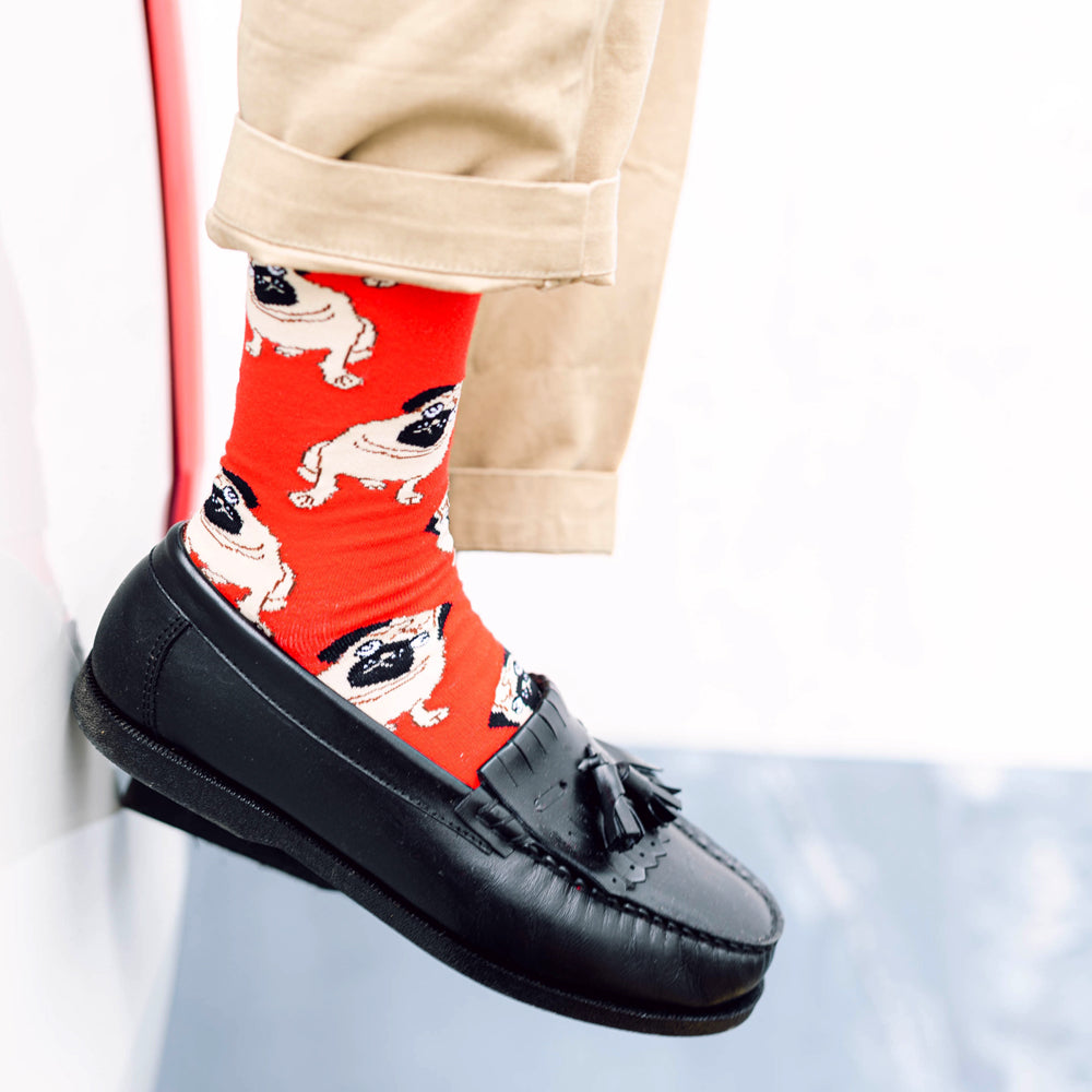 Pug Printed Crew Length Socks - IDENTITY Apparel Shop