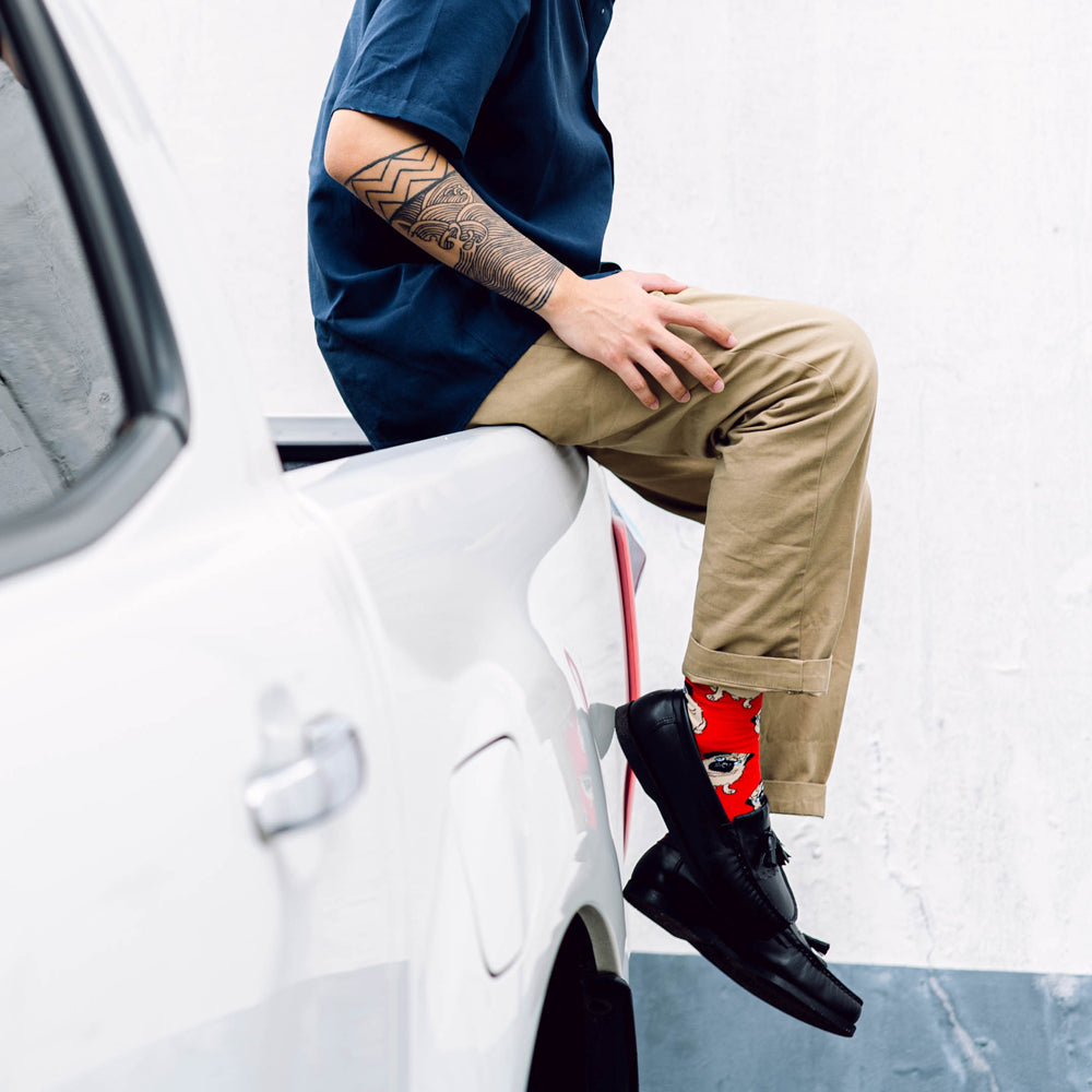 Pug Printed Crew Length Socks - IDENTITY Apparel Shop