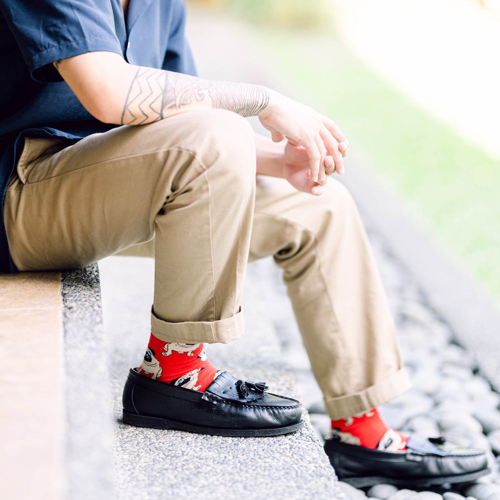 Pug Printed Crew Length Socks - IDENTITY Apparel Shop