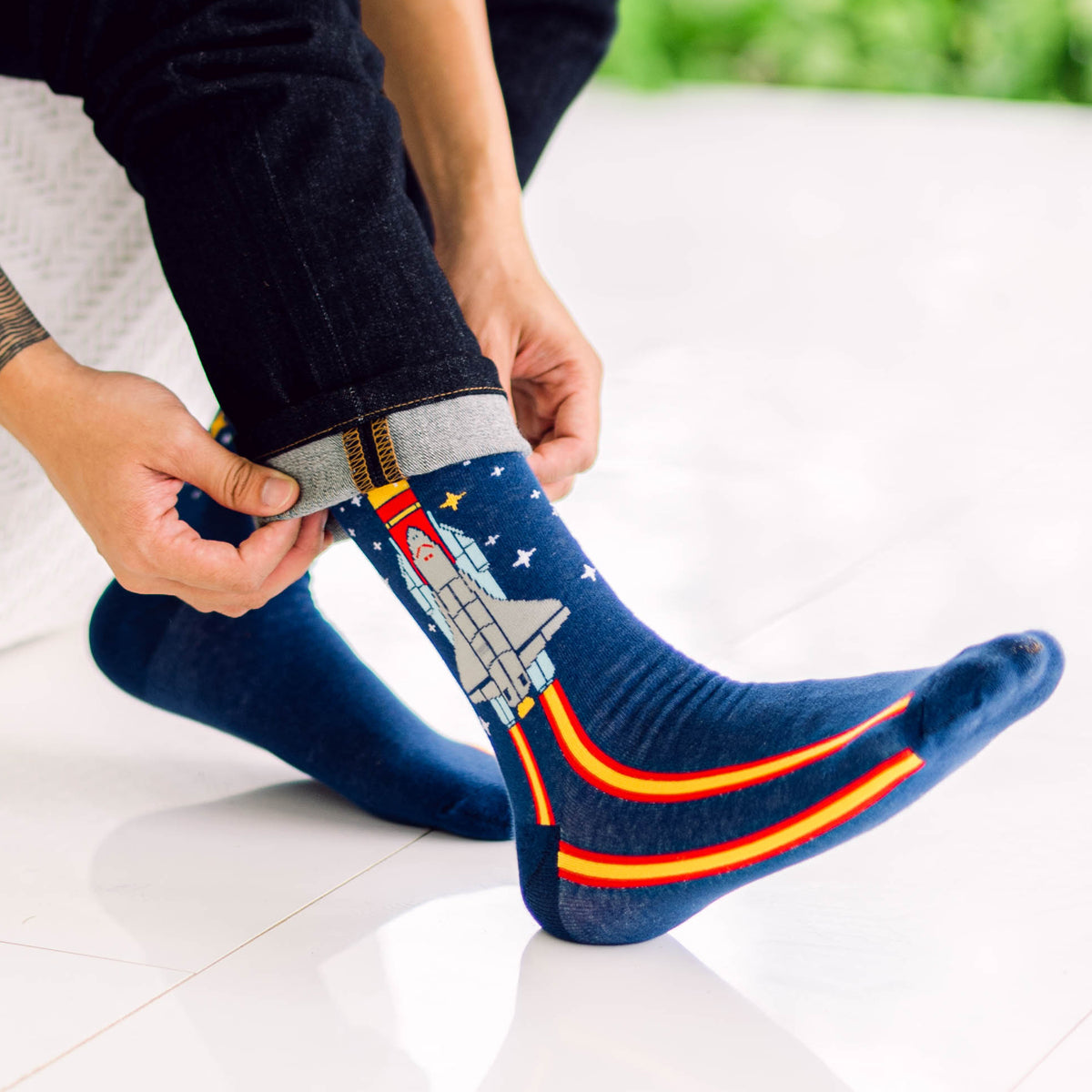 Blast Off Printed Crew Length Socks - IDENTITY Apparel Shop
