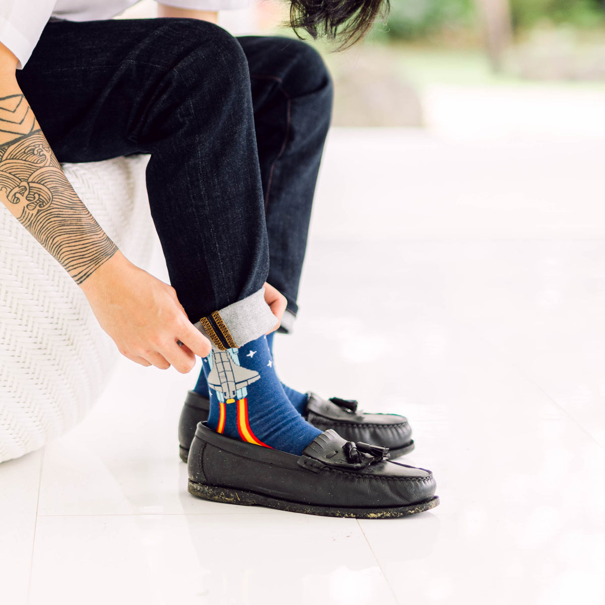 Blast Off Printed Crew Length Socks - IDENTITY Apparel Shop