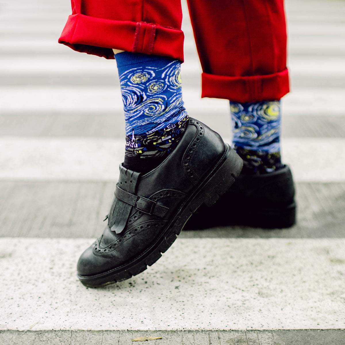 Starry Night Printed Crew Length Socks - IDENTITY Apparel Shop