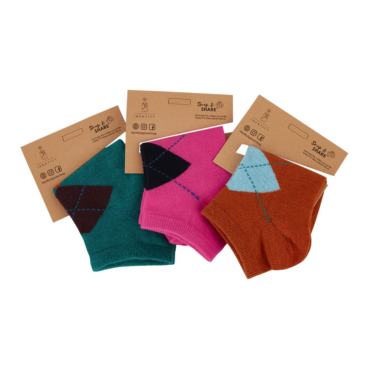 Womens Ankle Length Argyle Printed Socks 1.0 - IDENTITY Apparel Shop