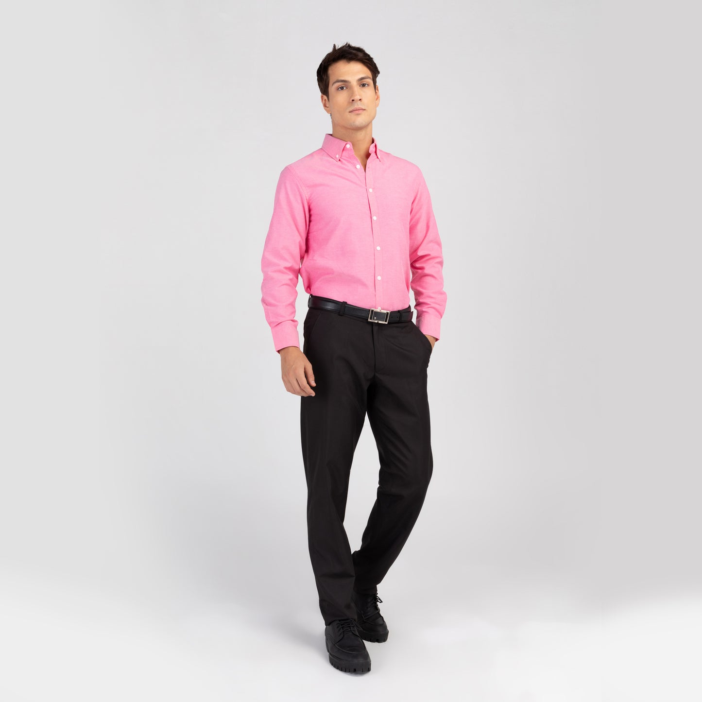 Mens REGULAR FIT Oxford Series Button Down Long Sleeve BUBBLE GUM Shirt - IDENTITY Apparel Shop