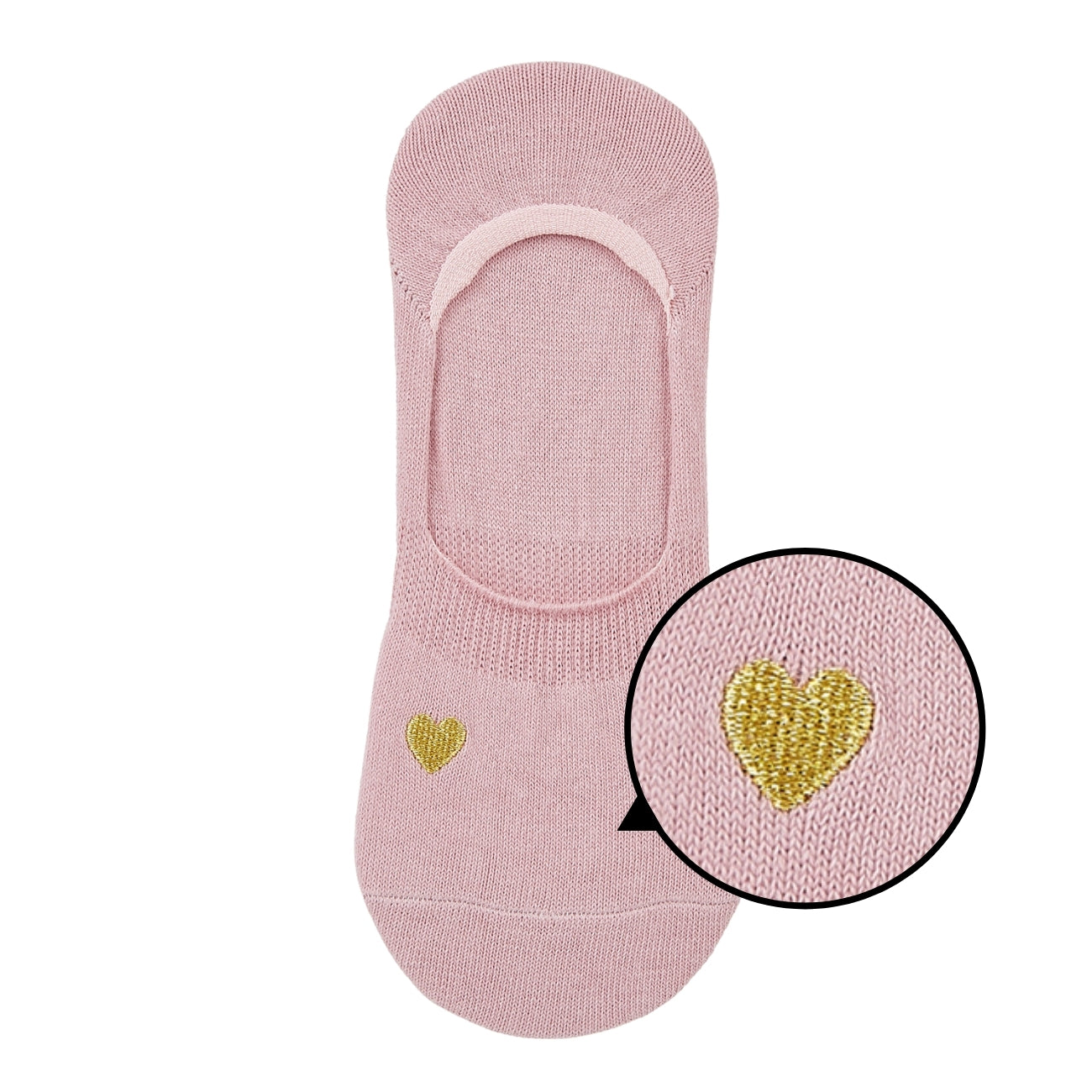 Women's Plain Invisible Boat Socks with Heart Embroidery - IDENTITY Apparel Shop