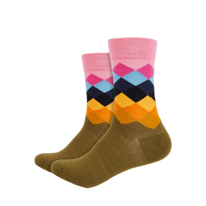 Argyle Printed Crew Length Socks - IDENTITY Apparel Shop