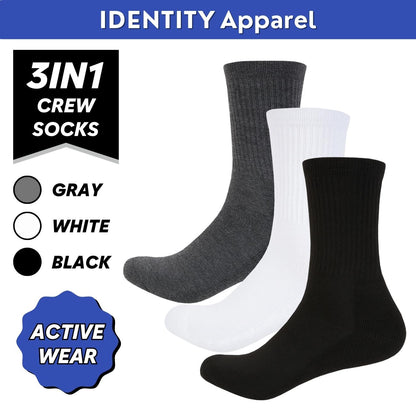 IDENTITY Apparel Performance Enhancing Moisture-Wicking Active Wear Crew Length Socks