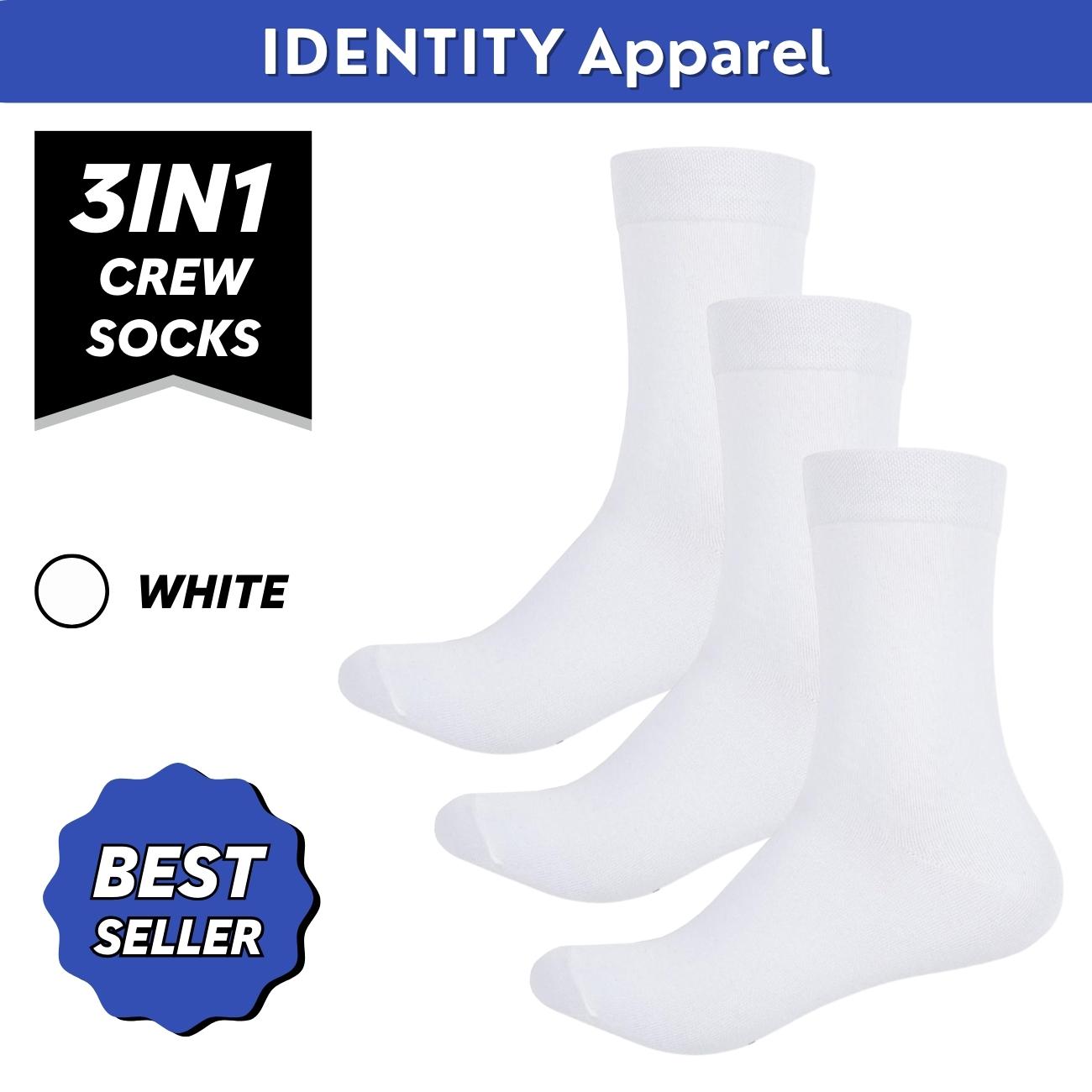 Plain Crew Length Cotton Socks - IDENTITY Apparel Shop