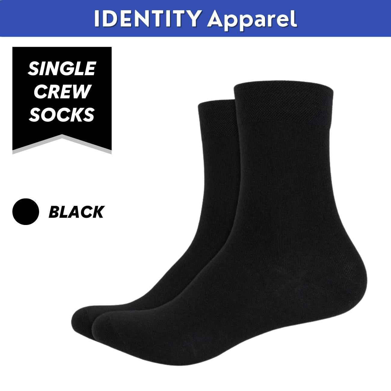 Plain Crew Length Cotton Socks - IDENTITY Apparel Shop