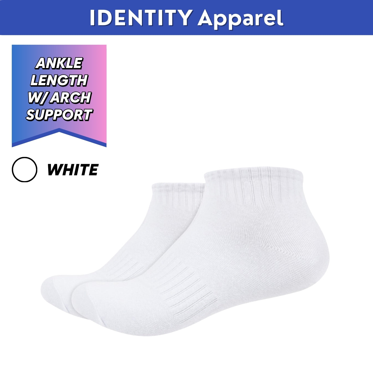 Mens Basic Ankle Length Cotton Socks with Arch Support - IDENTITY Apparel Shop