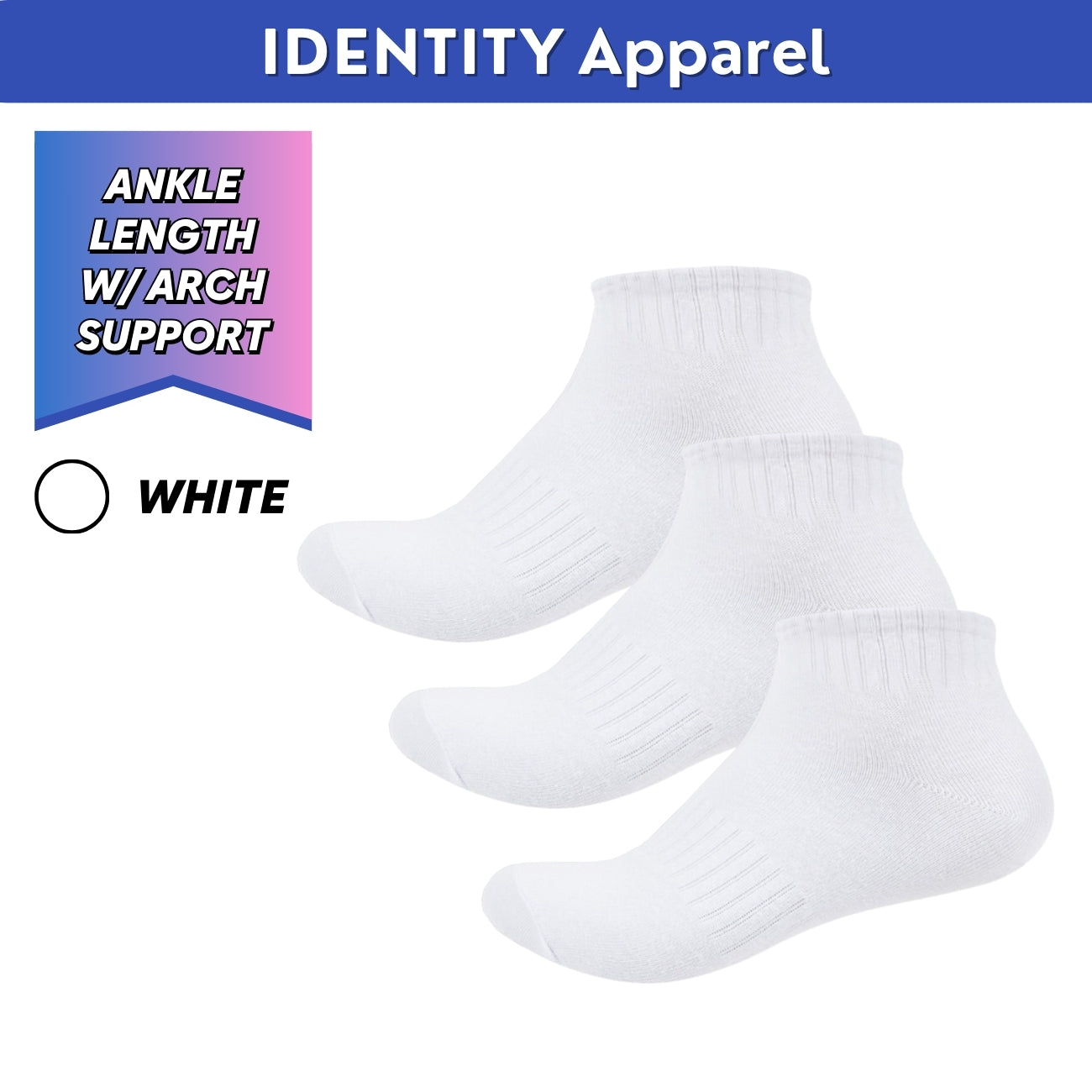 Mens Basic Ankle Length Cotton Socks with Arch Support - IDENTITY Apparel Shop
