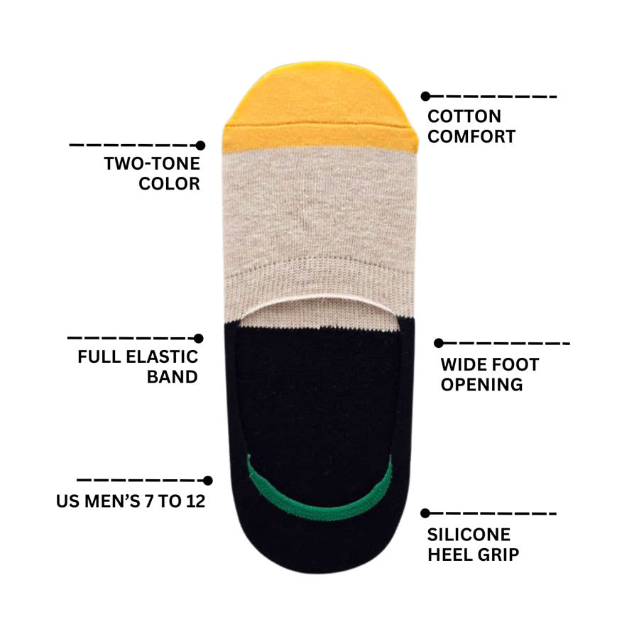 Men's Two-Tone Colored Invisible Boat Socks