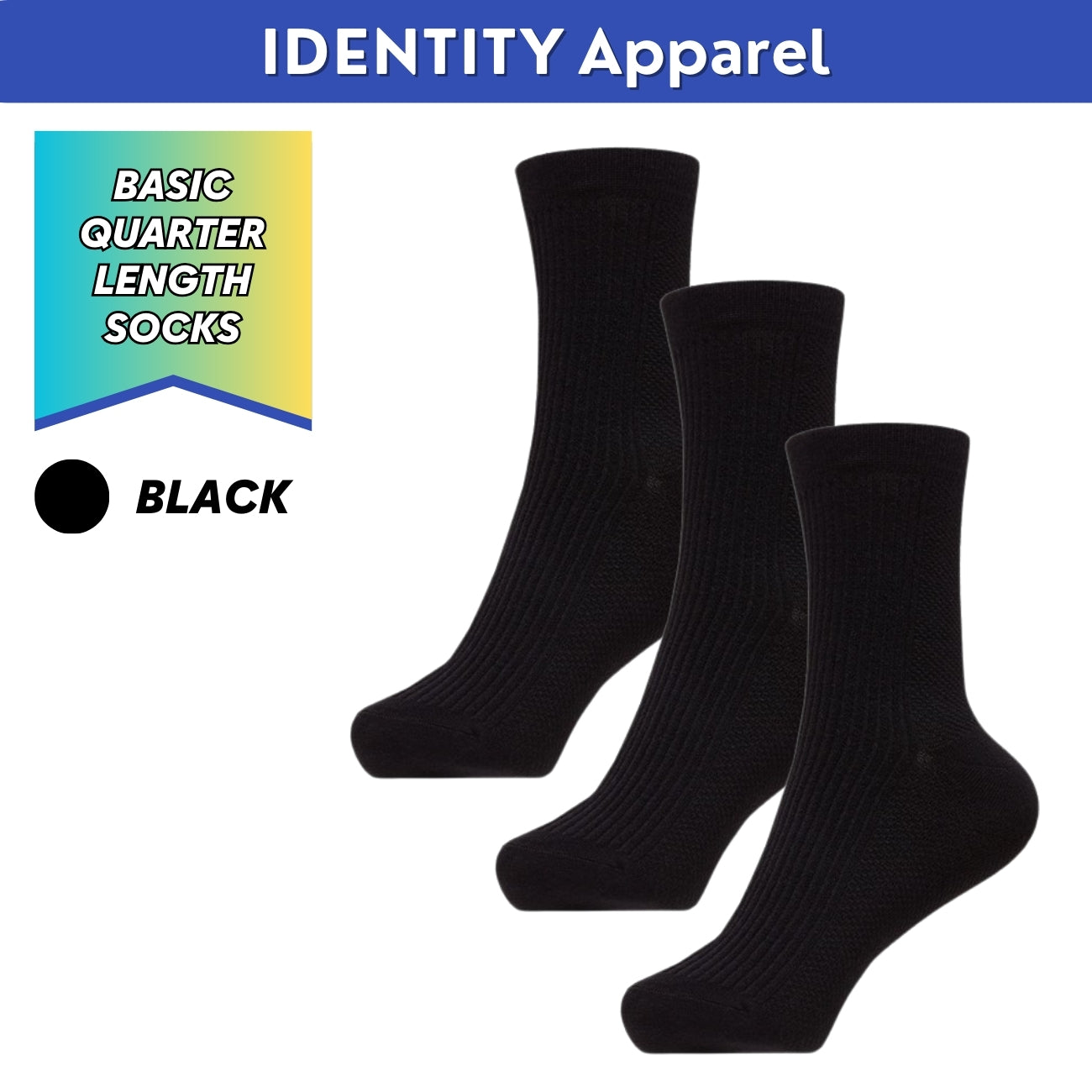 Basic Multifunction Quarter Length Cotton Socks - IDENTITY Apparel Shop
