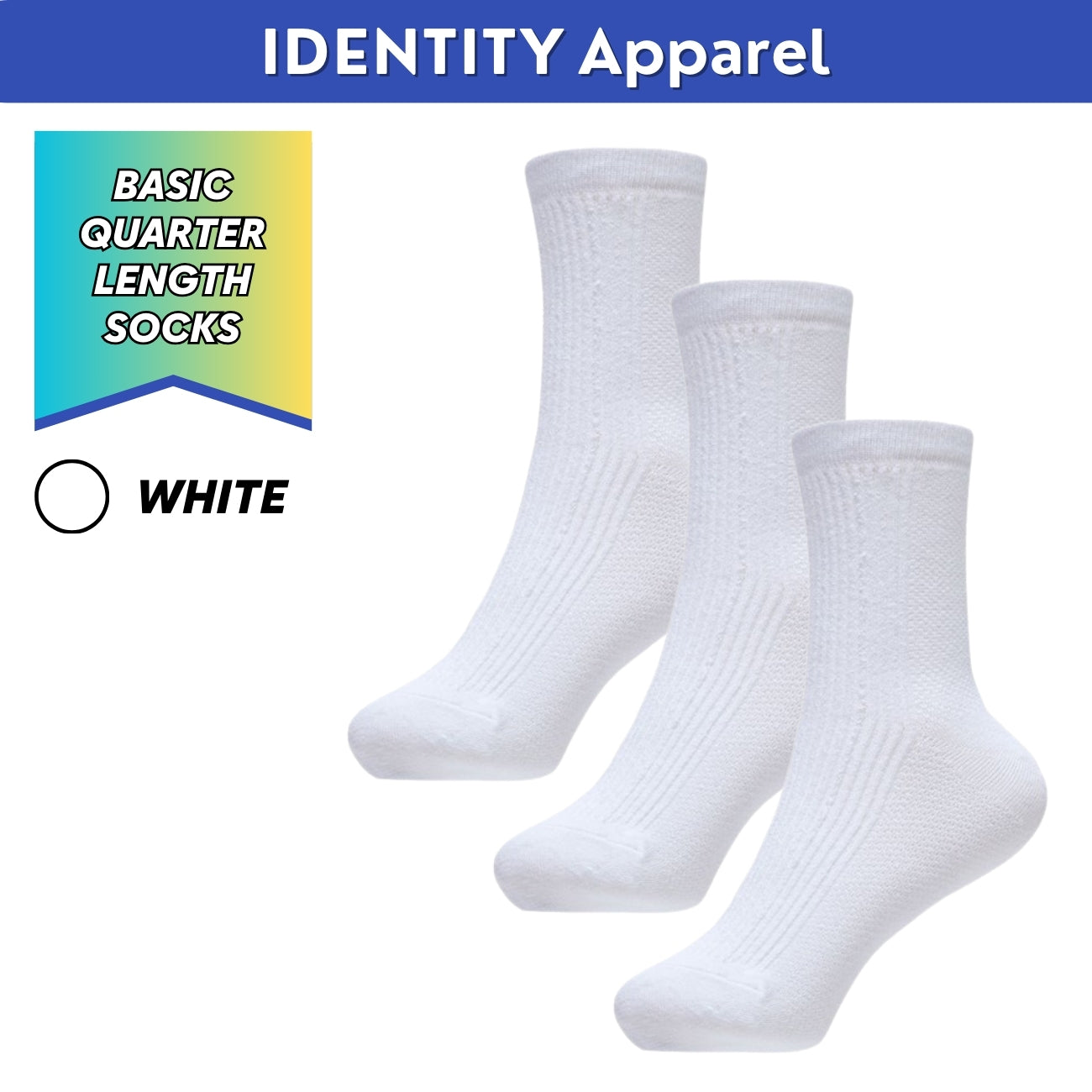 Basic Multifunction Quarter Length Cotton Socks - IDENTITY Apparel Shop