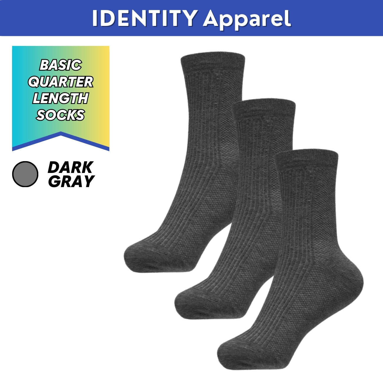 Basic Multifunction Quarter Length Cotton Socks - IDENTITY Apparel Shop