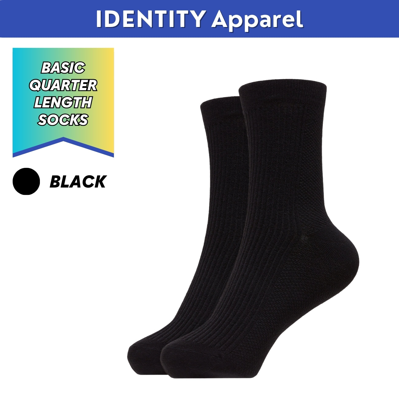 Basic Multifunction Quarter Length Cotton Socks - IDENTITY Apparel Shop