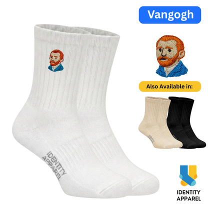 Van Gogh Self Portrait Embroidered Cotton Socks | Art Gallery Collection