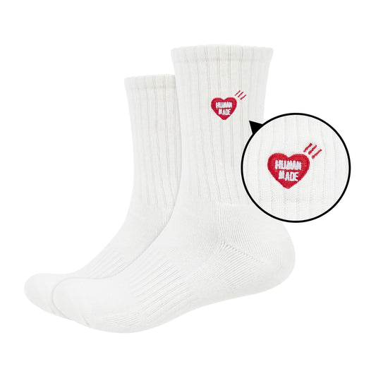 Mens Plain Quarter Length Socks with Human Made Heart Patch
