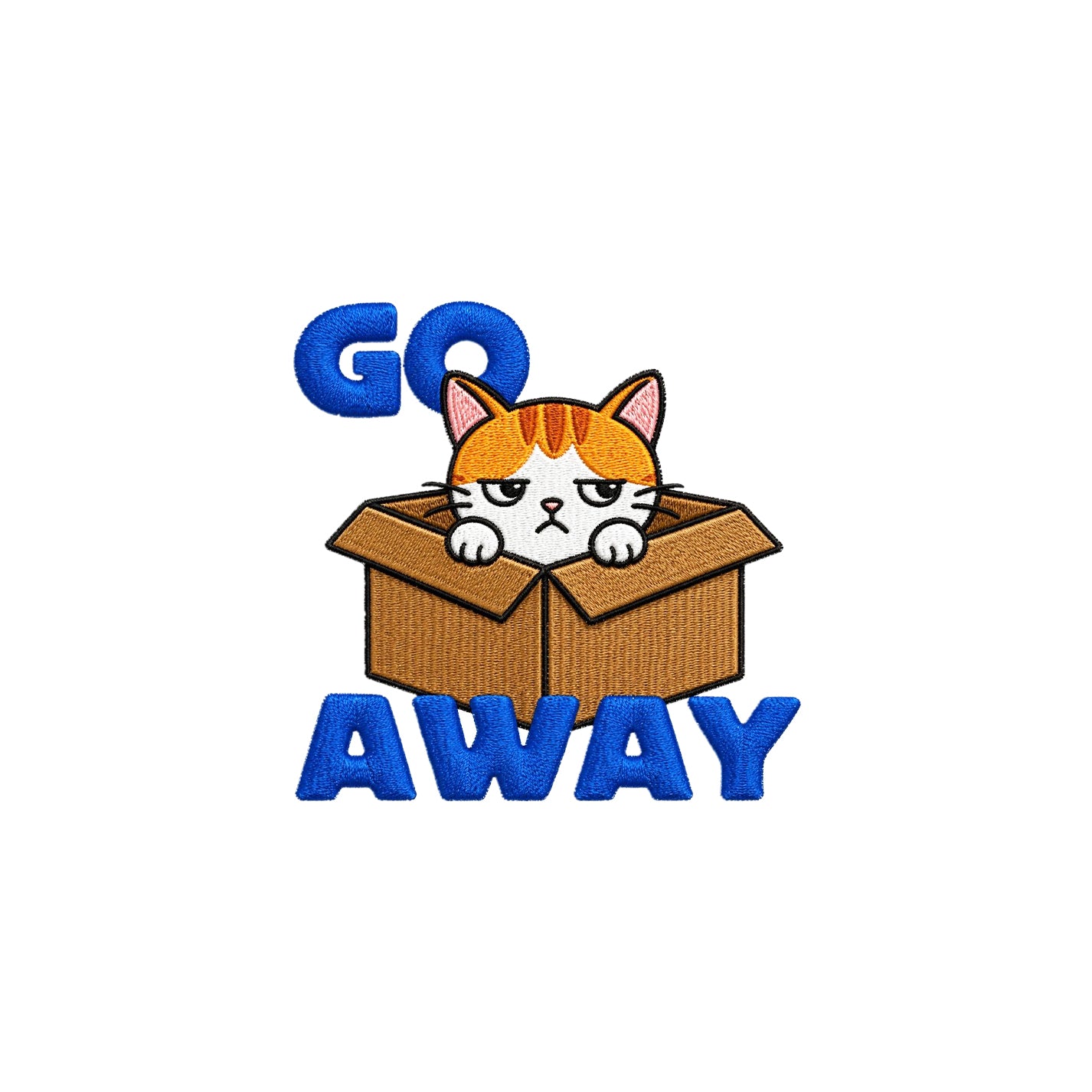 Go Away Embroidered Premium Cotton T-Shirt | Cattitude Collection