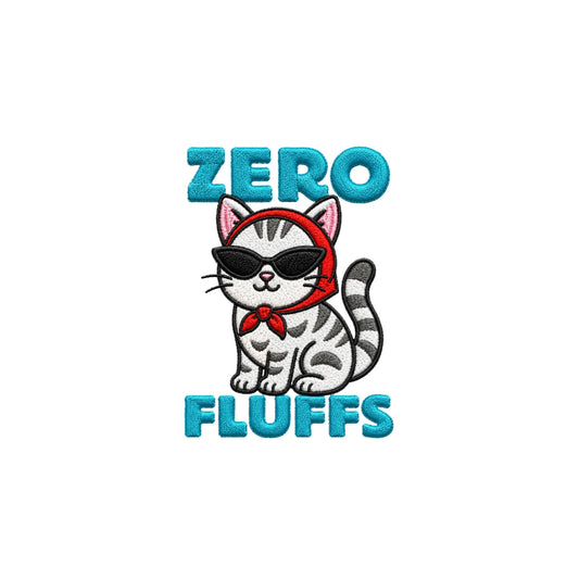 Zero Fluffs Embroidered Premium Cotton T-Shirt | Cattitude Collection