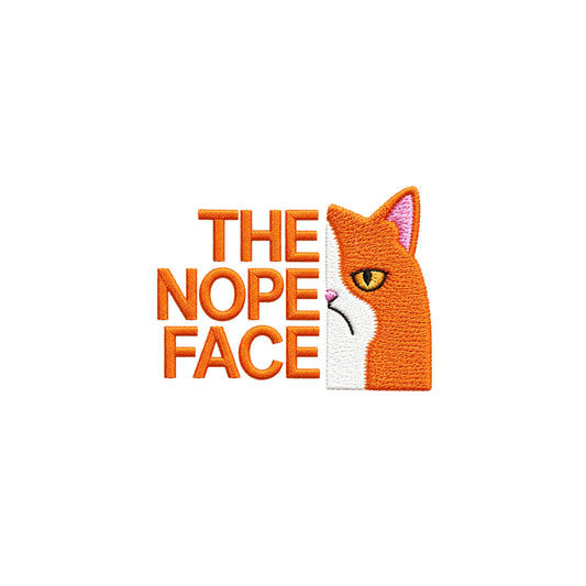 The Nope Face Embroidered Premium Cotton T-Shirt | Cattitude Collection