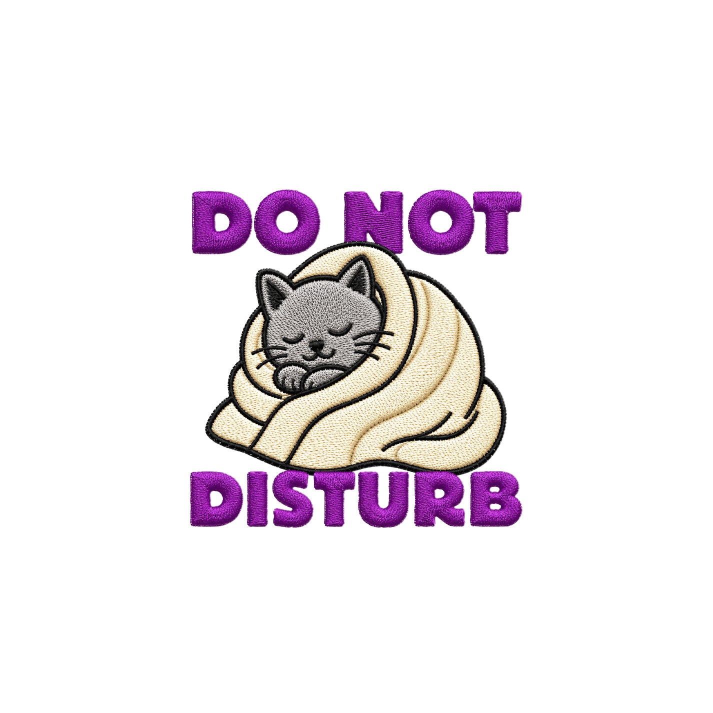 Do Not Disturb Embroidered Premium Cotton T-Shirt | Cattitude Collection