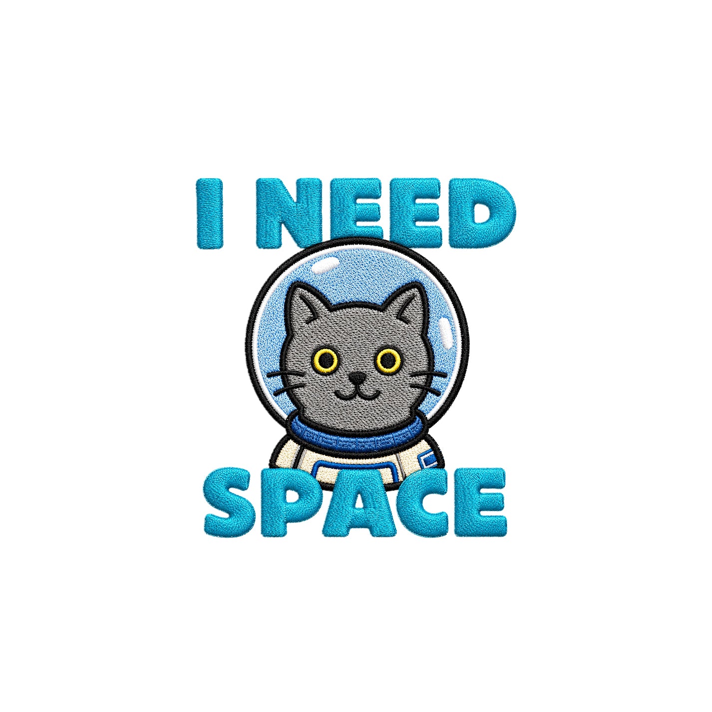 Need Space Embroidered Premium Cotton T-Shirt | Cattitude Collection