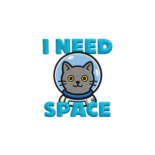 Need Space Embroidered Premium Cotton T-Shirt | Cattitude Collection