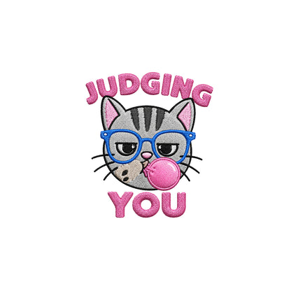 Judging You Embroidered Premium Cotton T-Shirt | Cattitude Collection