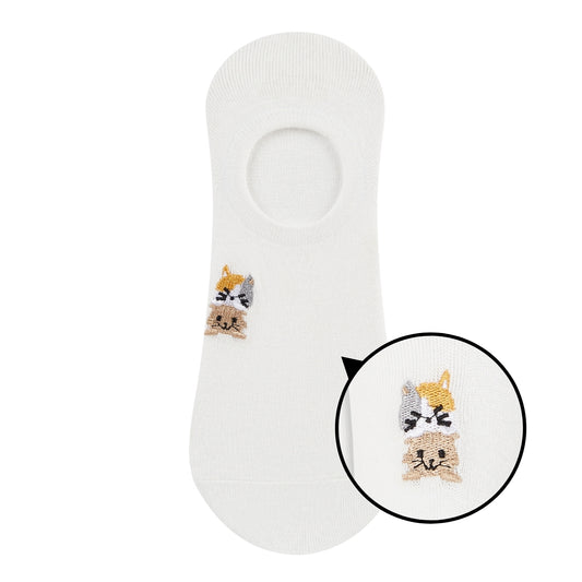 Ladies Colored Plain Invisible Foot Socks with Animal Patch