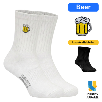 Beer Embroidered Basic Cotton Socks