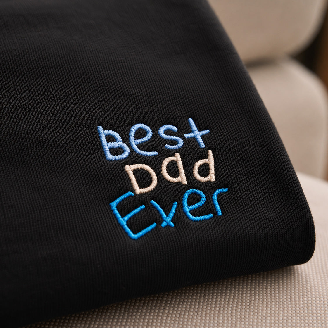 Best Dad Ever Embroidered Premium Cotton T-Shirt | Fathers Day Special