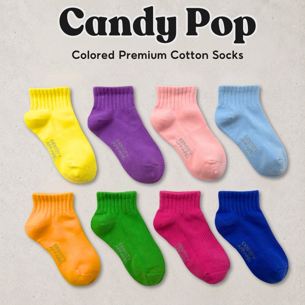 Colored Ankle Length Premium Cotton Socks | Candy Pop Collection