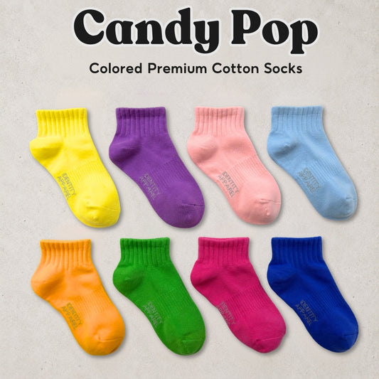 Colored Ankle Length Premium Cotton Socks | Candy Pop Collection