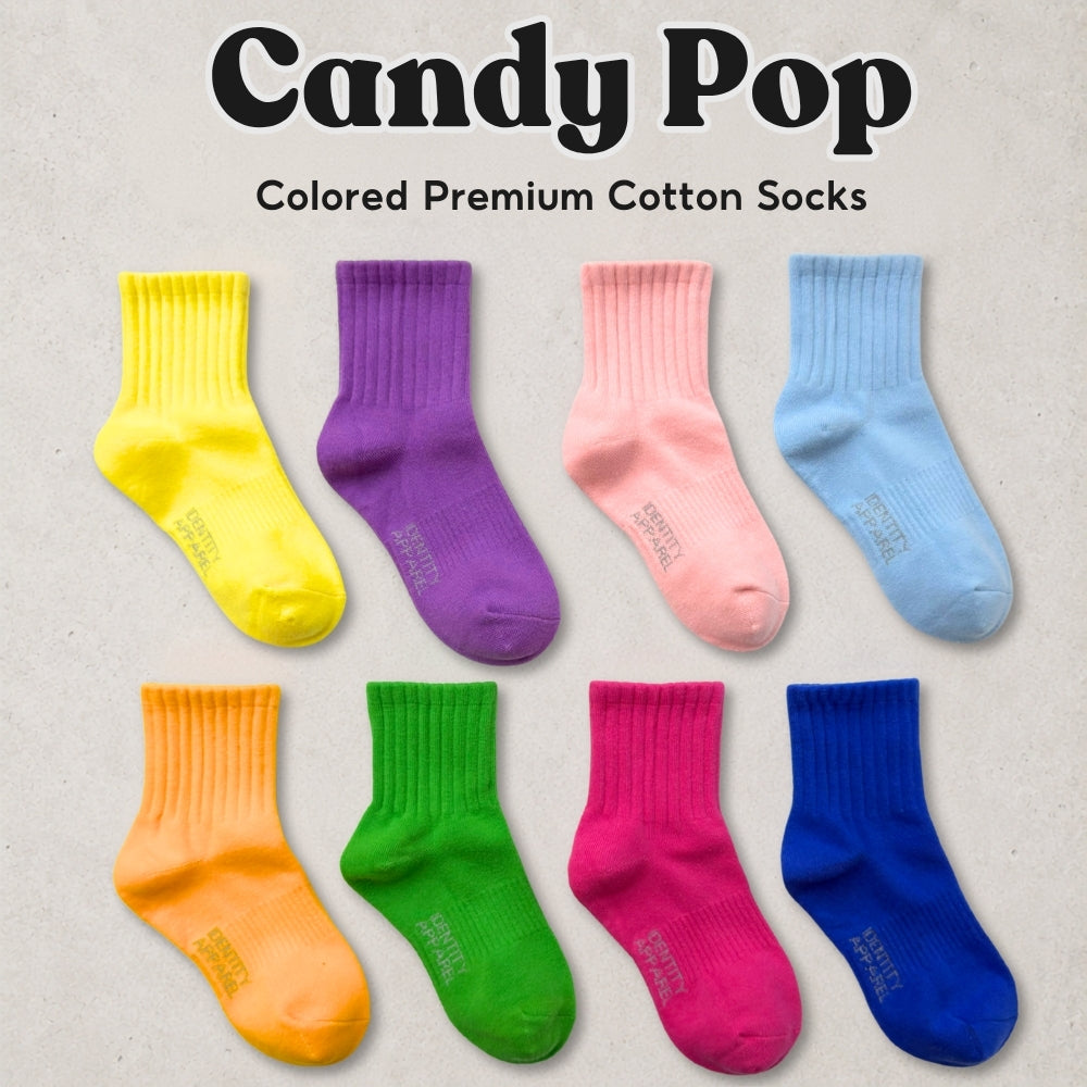 Colored Quarter Length Premium Cotton Socks | Candy Pop Collection