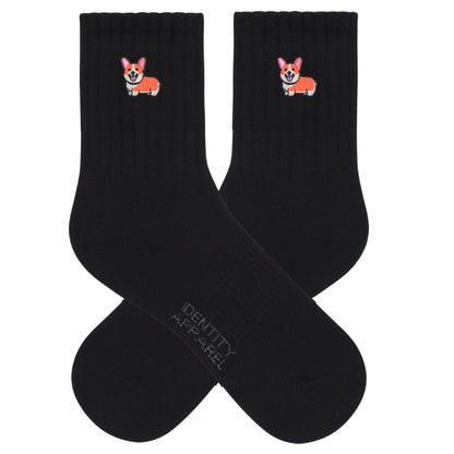 Corgi Embroidered Cotton Socks for Dog Lovers | Pup Culture Collection