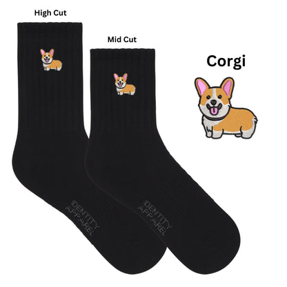 Corgi Embroidered Basic Cotton Socks
