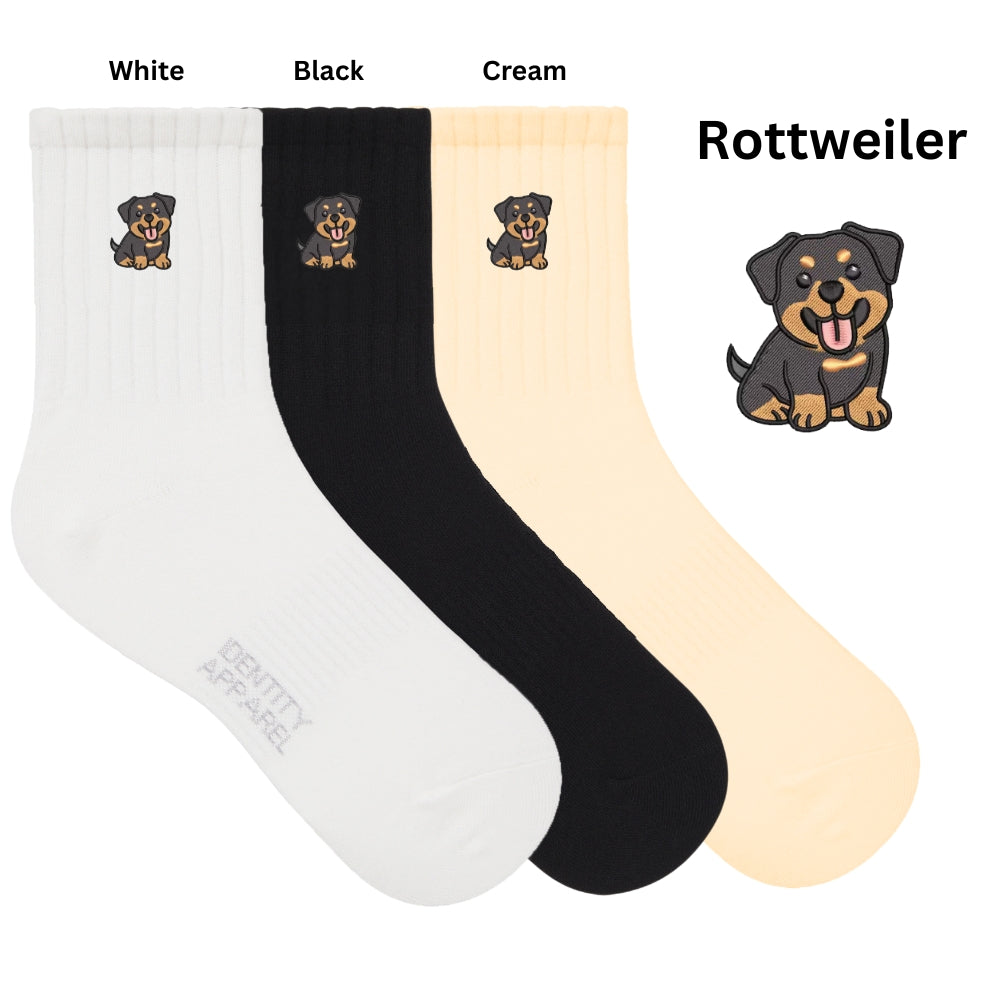 Rottweiler Embroidered Cotton Socks for Dog Lovers | Pup Culture Collection