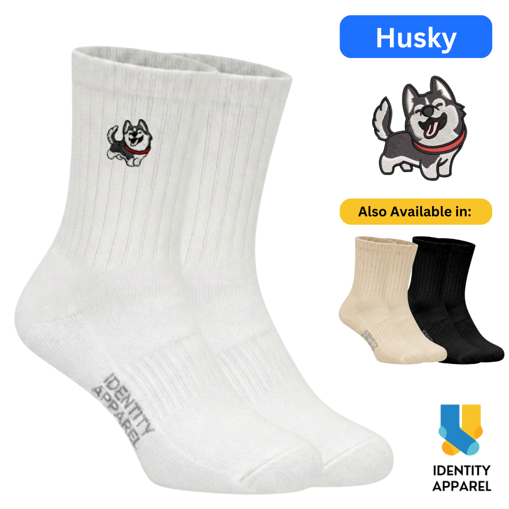 Husky Embroidered Premium Cotton Socks | Pup Culture Collection