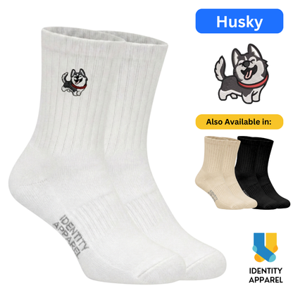 Husky Embroidered Premium Cotton Socks | Pup Culture Collection