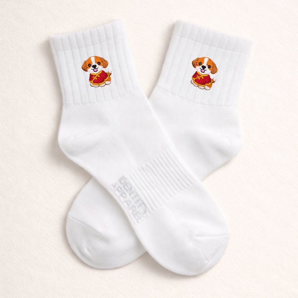 Chinese New Year Embroidered Premium Cotton Socks | Lucky Year Collection