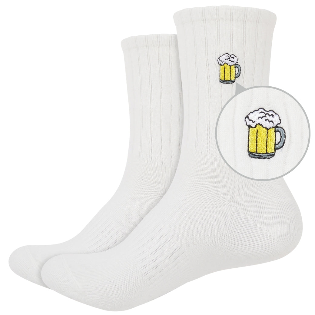 Basic Crew Socks with Beer Stein Embroidery