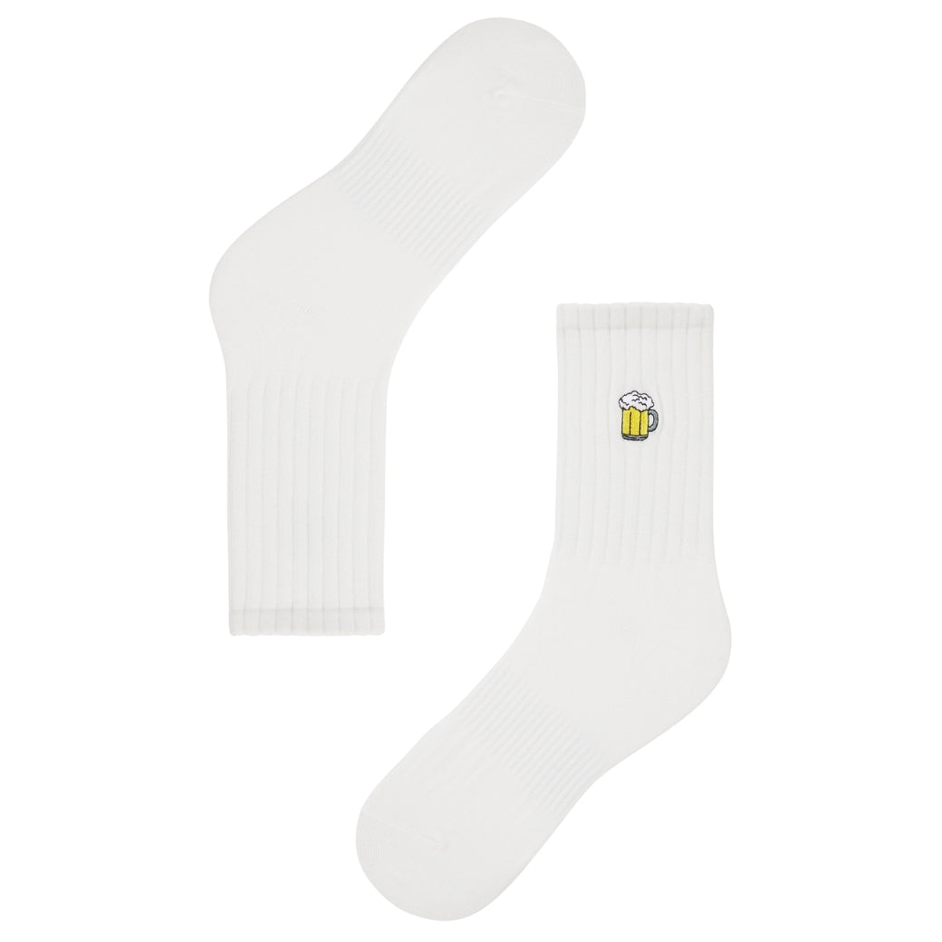 Basic Crew Socks with Beer Stein Embroidery
