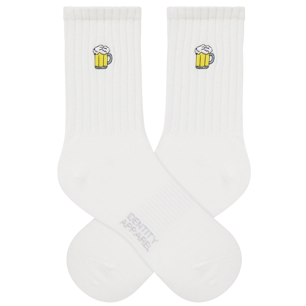 Basic Crew Socks with Beer Stein Embroidery
